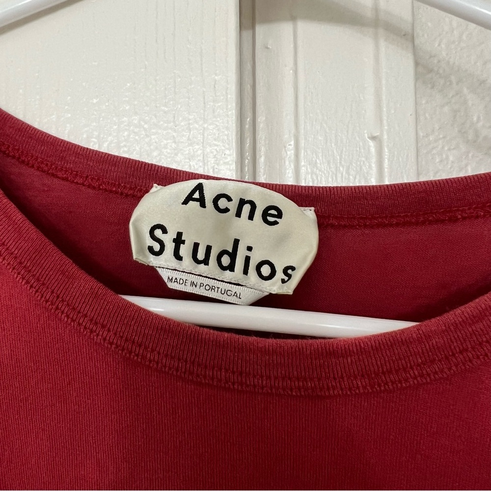 Acne Studios Maroon Red Solid Basic Tee Shirt Tsh… - image 3